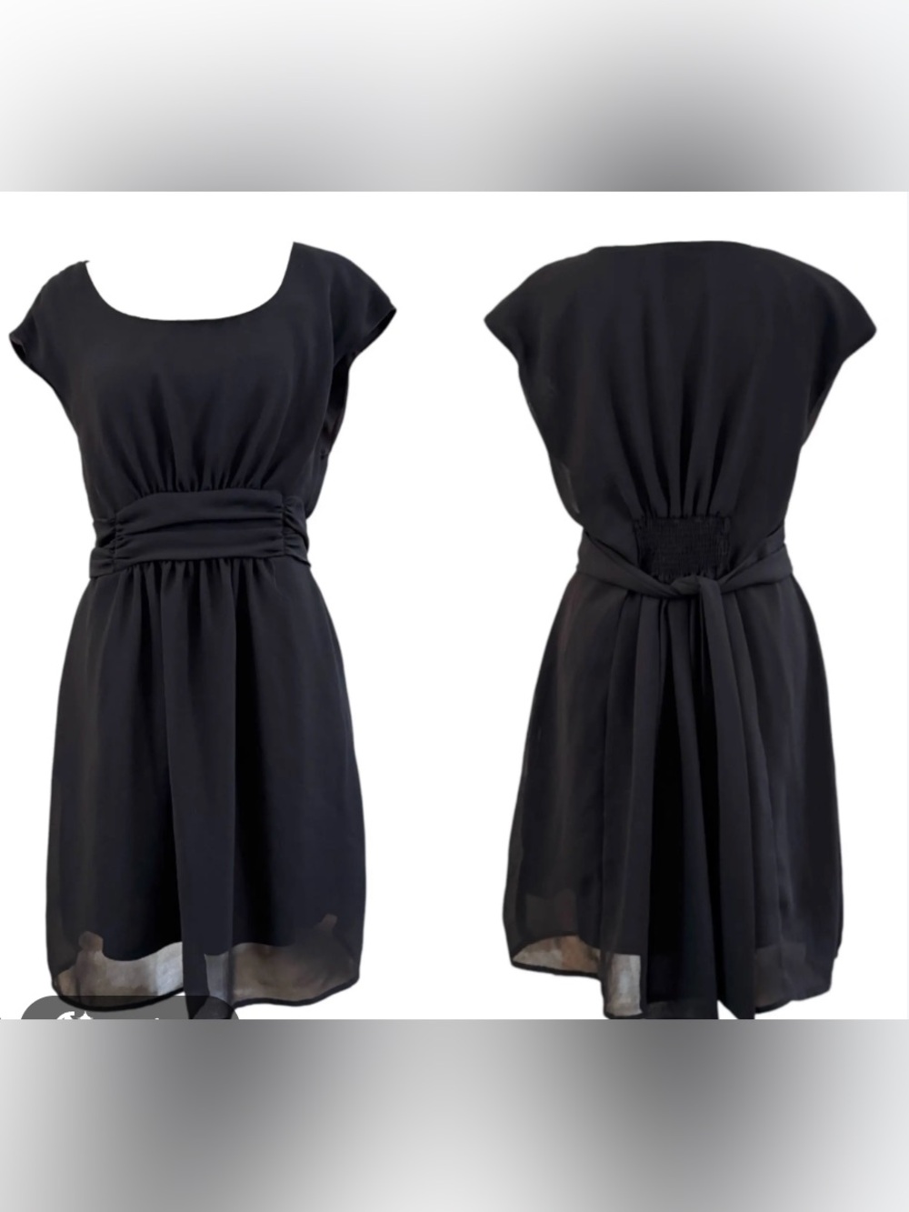 Pins & Needles Black Scoop Neck Mini Dress with Waist Tie